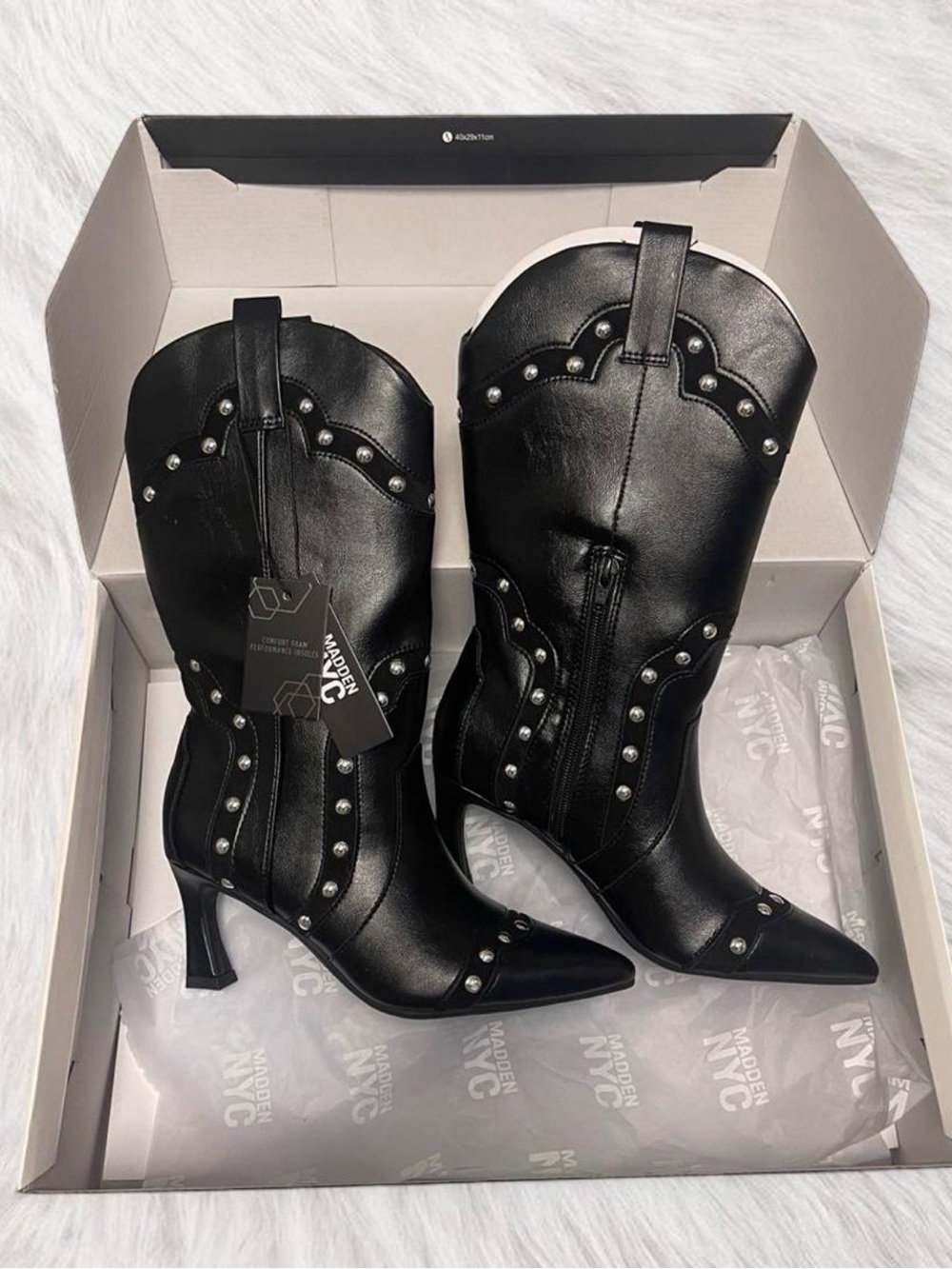 Madden NYC Studded Heeled Western Boots